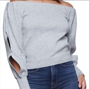 GOOD AMERICAN Grey Off The‎ Shoulder Crop Sweater Plus Size